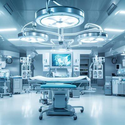 Interior view of operating room Generative AI